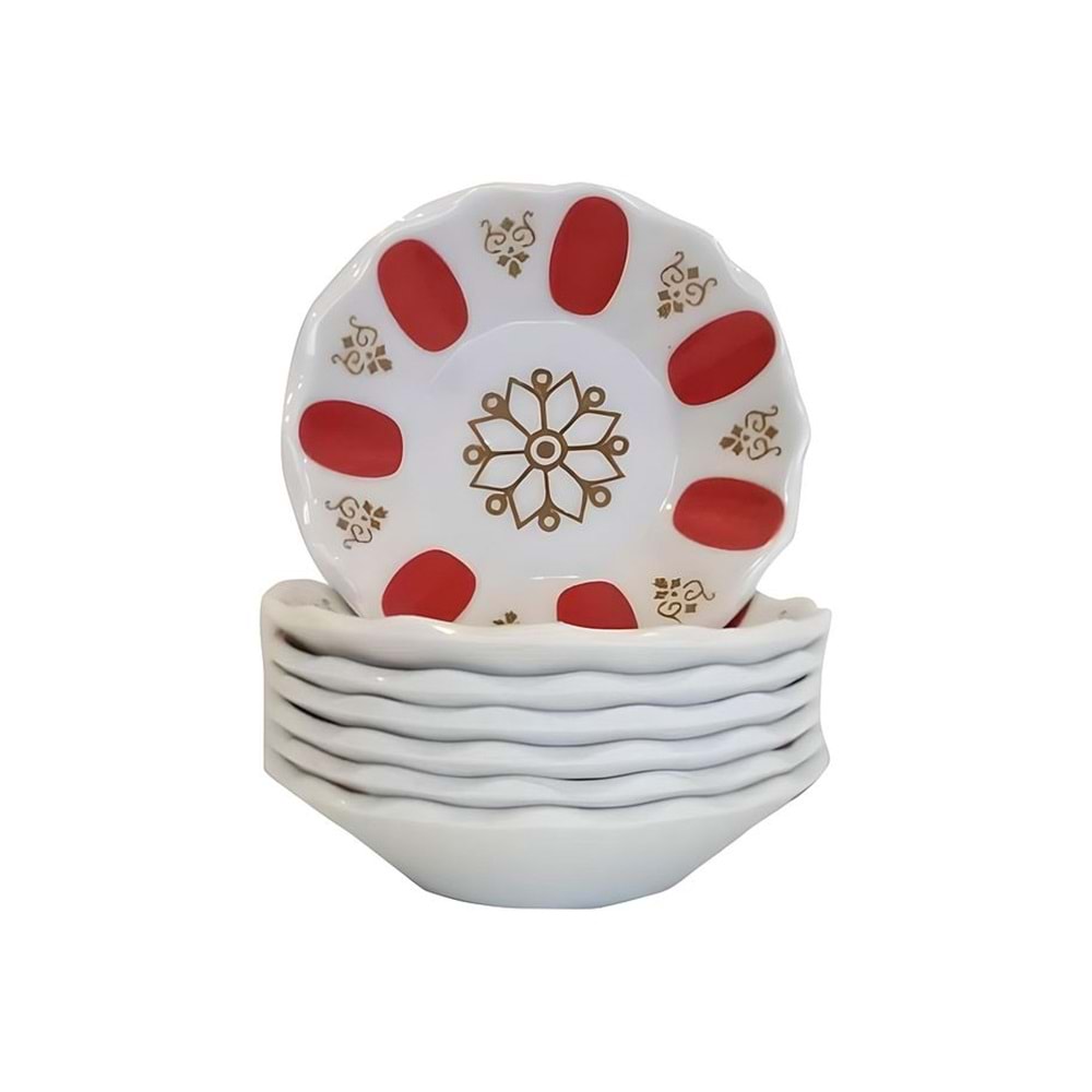 Çay Tabağı Melamin Kırmızı-Beyaz