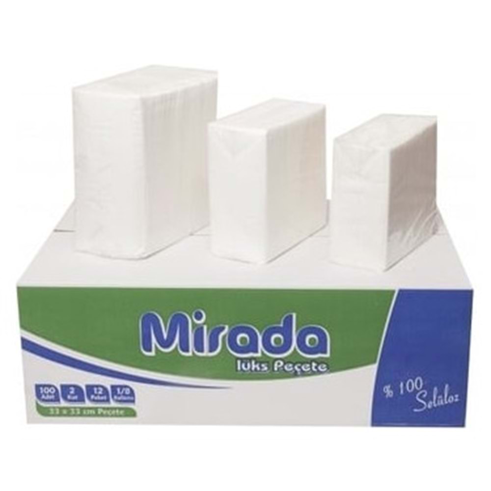 Peçete Garson Katlama 33*33 Çift Katlı 100lü Mirada *12