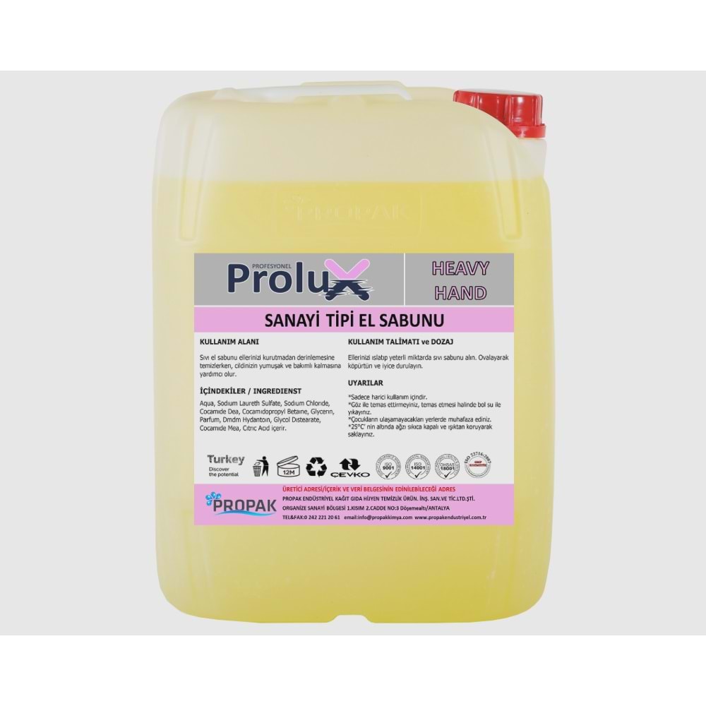 El Sabunu Sıvı Sanayi Tipi Ağır Kir 5kg Propak