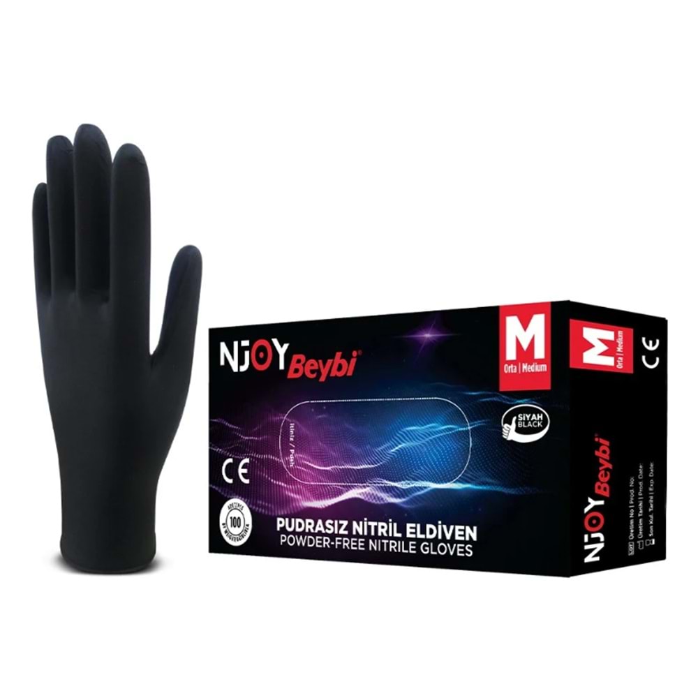 Eldiven Nitril Siyah - M *20