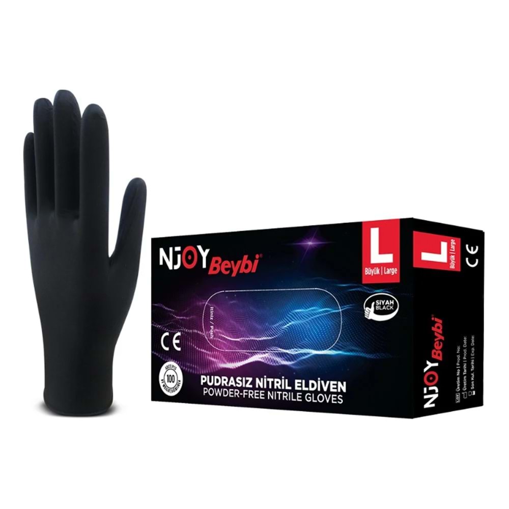 Eldiven Nitril Siyah - L *20
