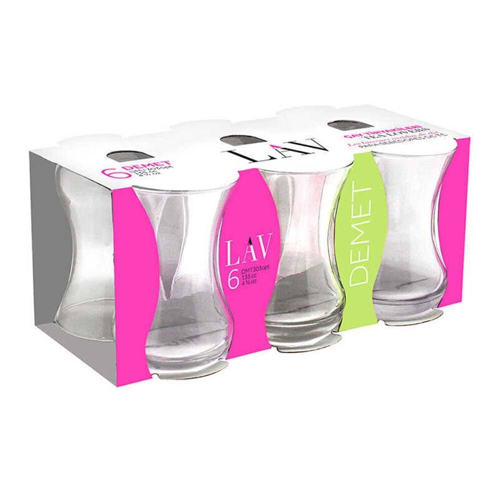 Bardak Cam Çay İnce Belli 6lı Demet Lav