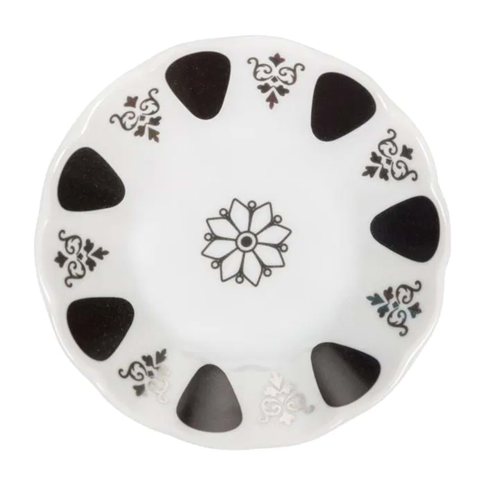 Çay Tabağı Melamin Siyah-Beyaz