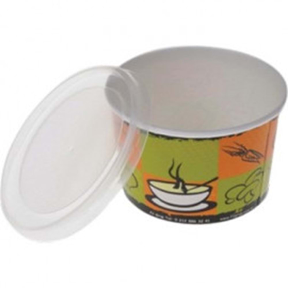 Kase Karton Çorba 14oz 500lü + Şeffaf Kapaklı