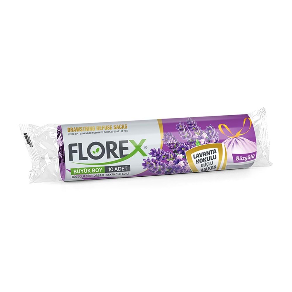 Çöp Poşeti Büyük Büzgülü 65*80cm xgr 10lu*25rl Rulo Florex