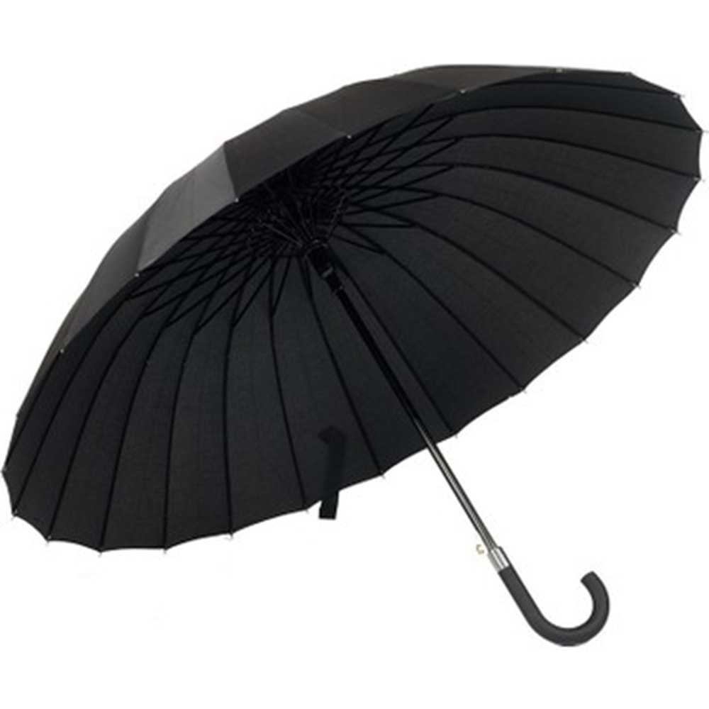 Şemsiye Siyah 24 Telli 115cm Protokol İçin Kauçuk Baston Sap