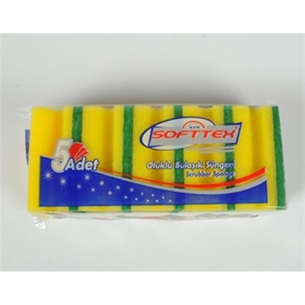 Sünger Bulaşık Ev Tipi Oluklu 5li Softtex