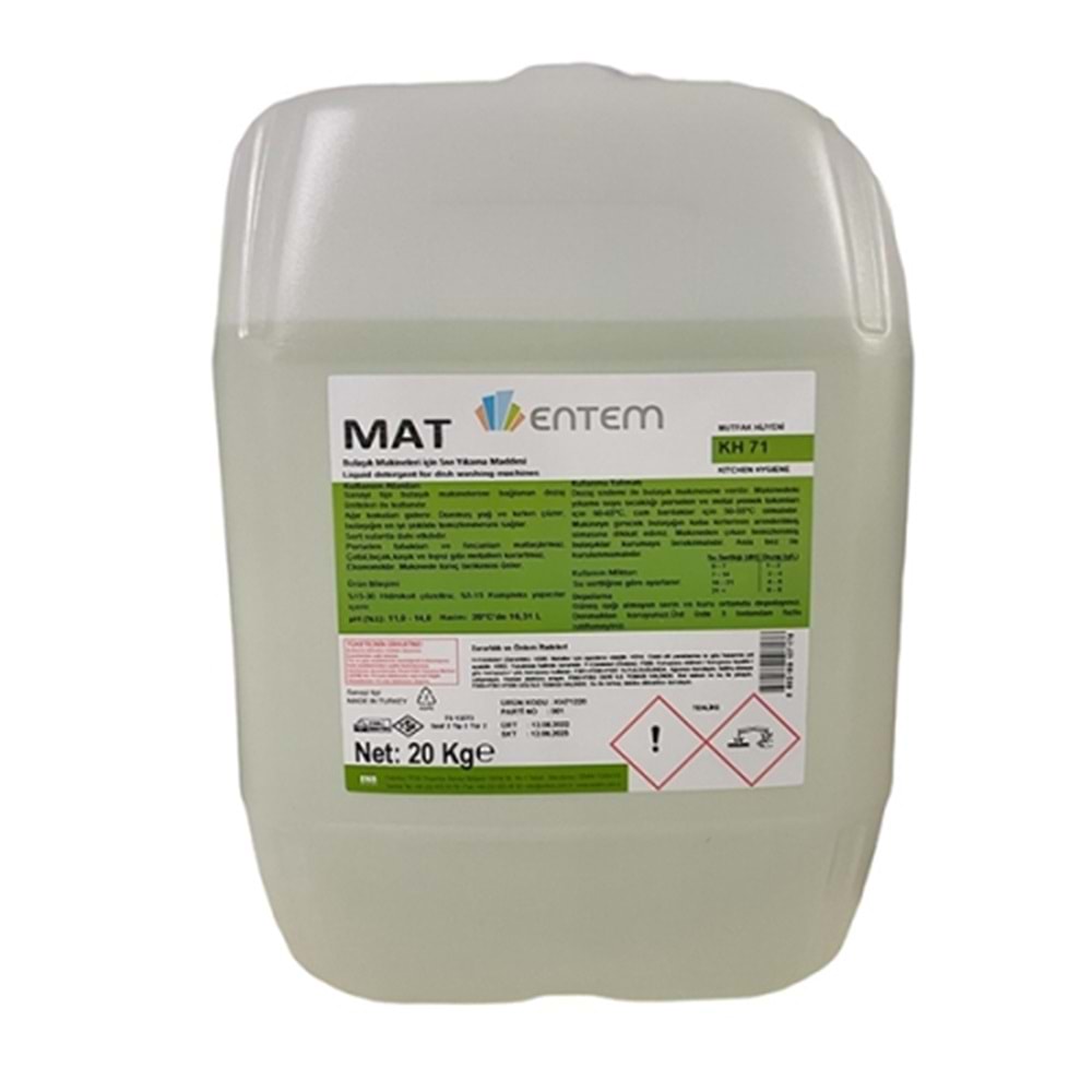 Bulaşık Makine Deterjanı End. 22kg KH71 Mat Entem