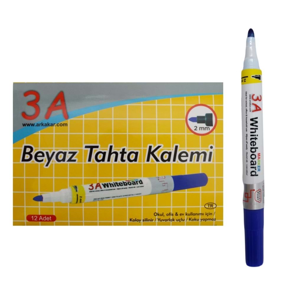Kırt. Beyaz Tahta Kalemi/Marker 2mm Siyah 3A