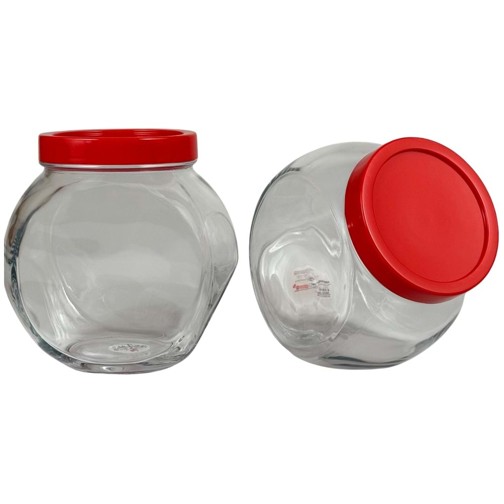 Kavanoz Cam Kırmızı Kapaklı Üç Dipli 1500cc 8000 Paşabahçe
