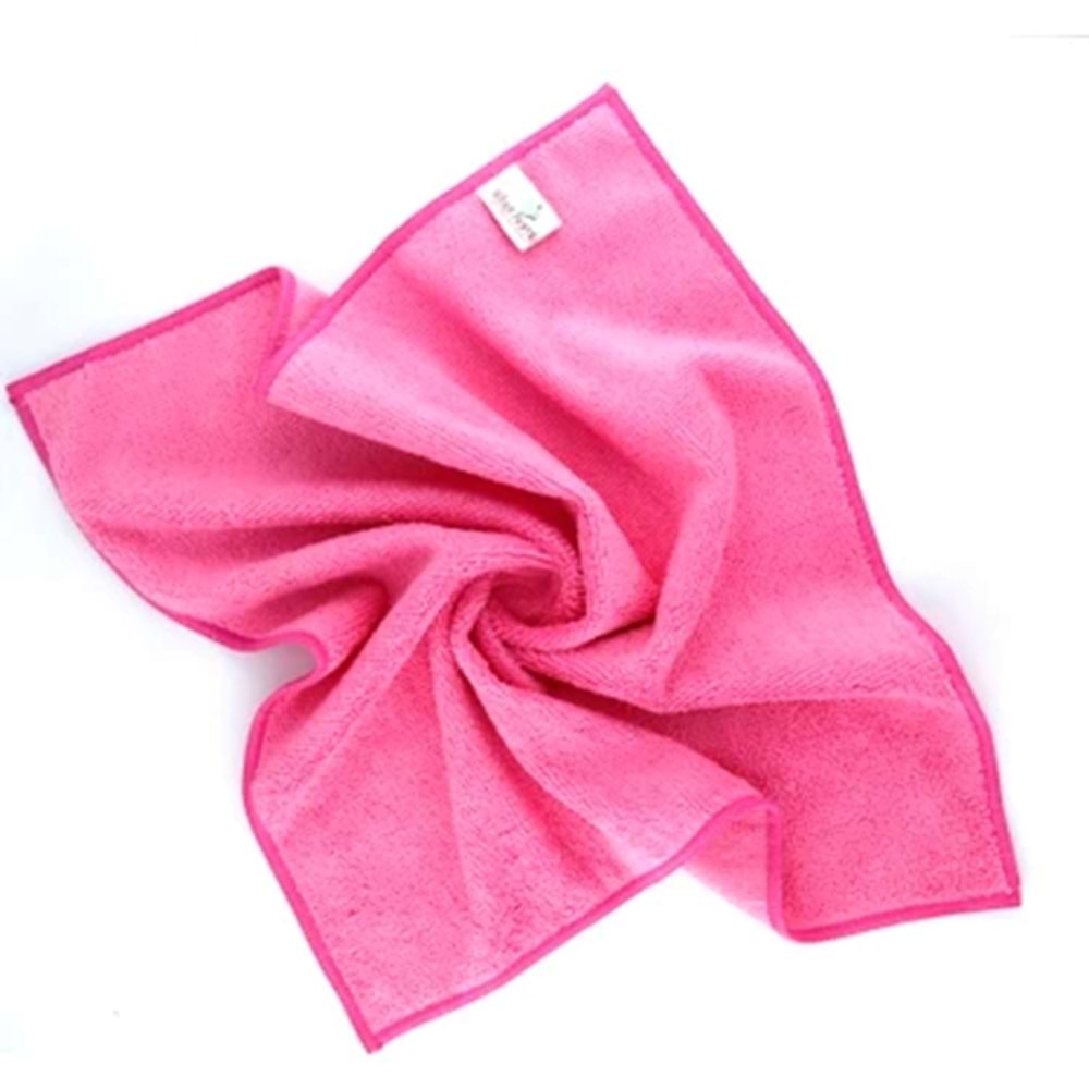 Bez Microfiber 40*40 Kurulama Bezi Overloklu Pembe 28gr 160GSM Silver Home