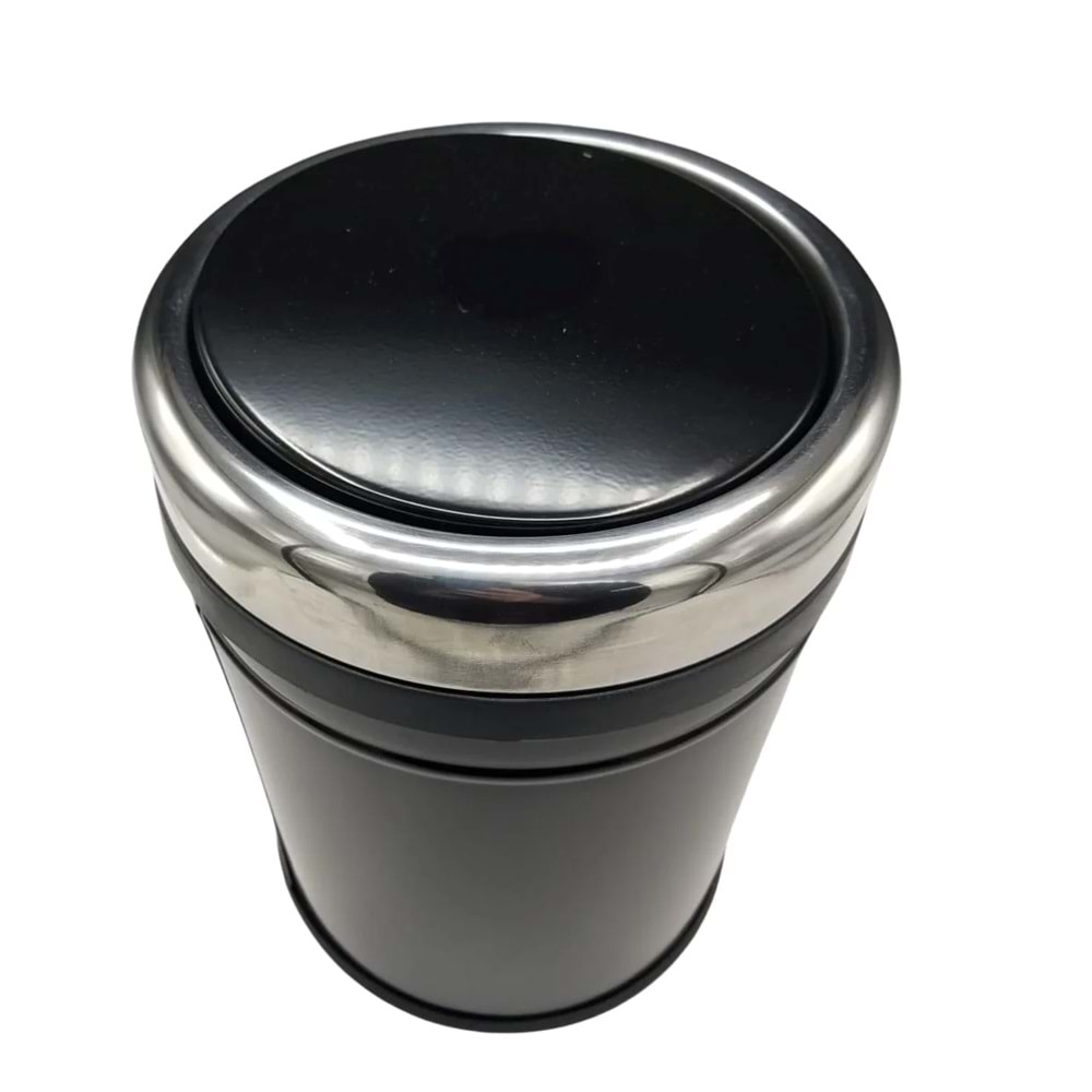 Kova Çöp Krom Pratik Kapak Siyah Boyalı 20lt
