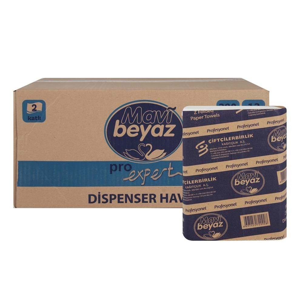 Havlu Z Katlı Dispenser 200YP*12PK 21*21cm 310gr Mavi Beyaz