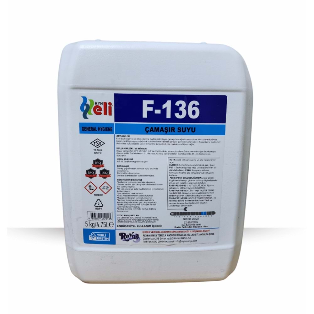 Çamaşır Suyu 5kg F136 Eli *4
