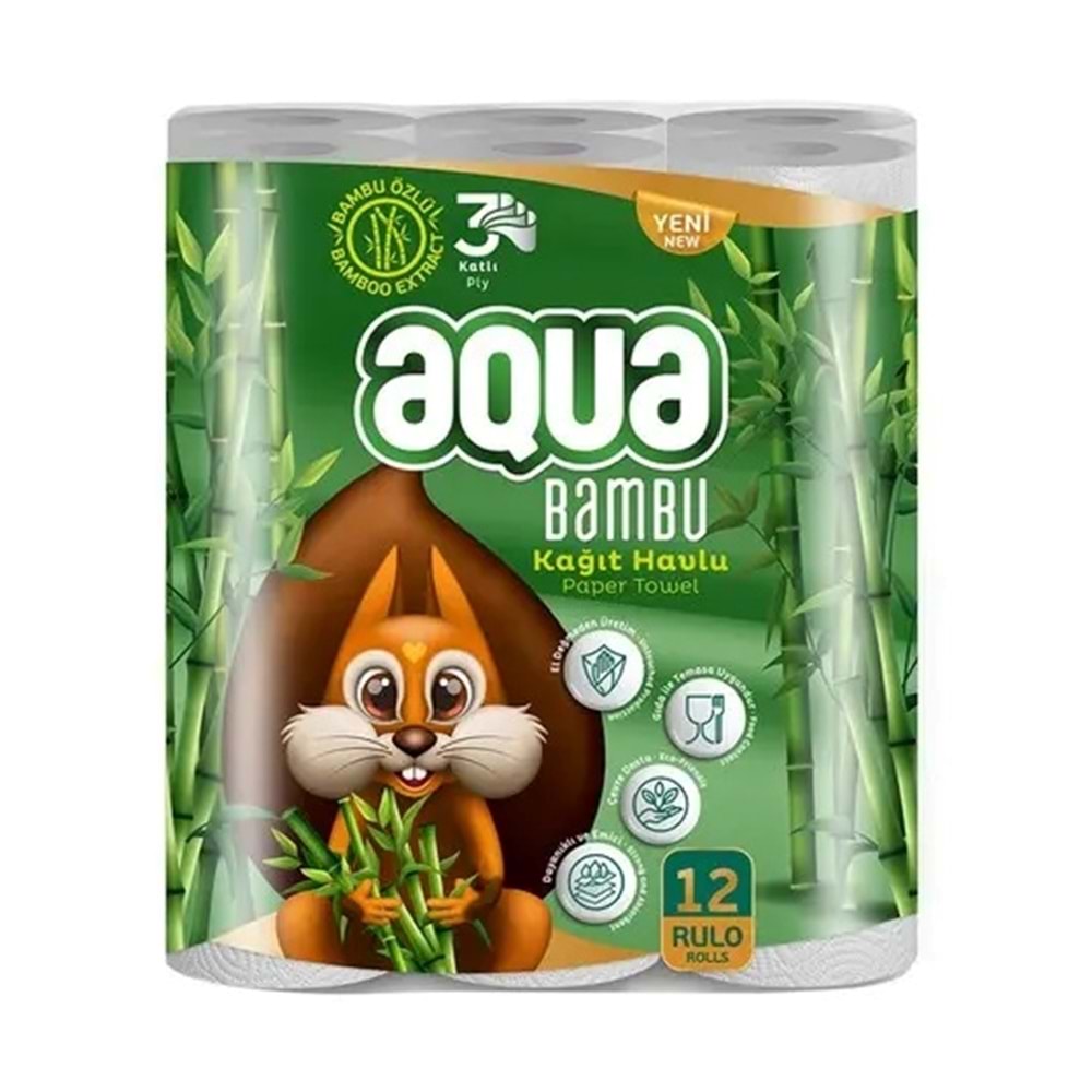 Havlu Rulo Ev Tipi 3 Katlı 24lü Aqua Bamboo
