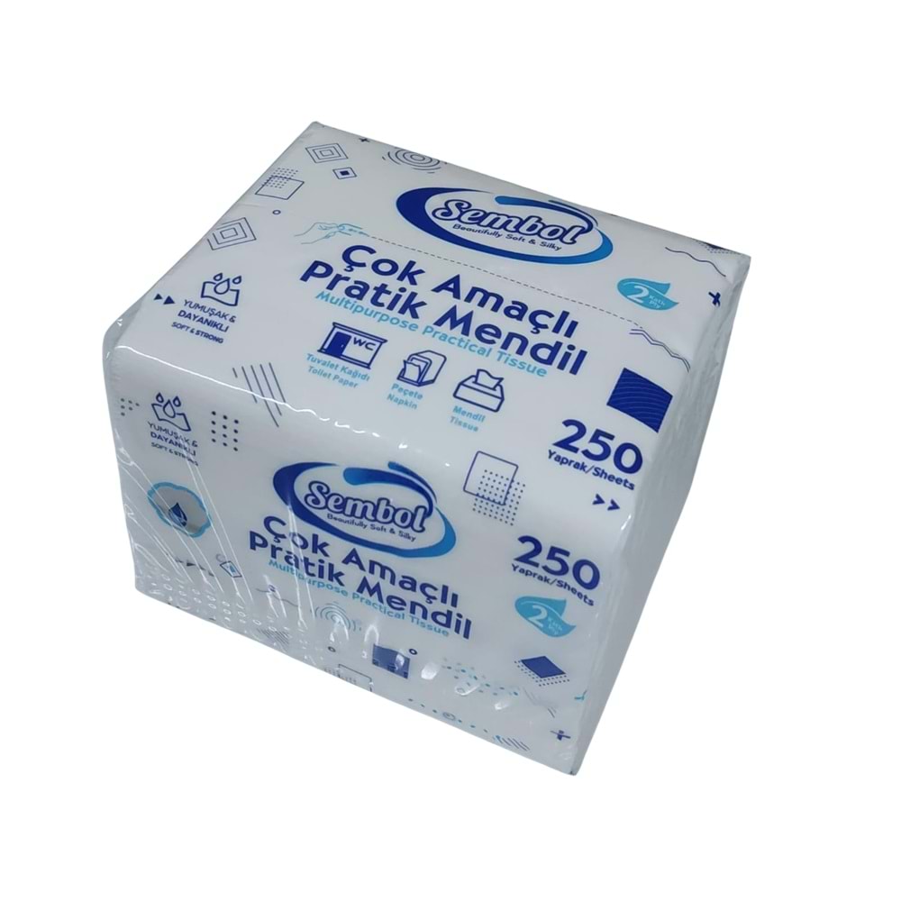 Kağıt Mendil Çok Amaçlı Pratik 250li 2Katlı Sembol *24
