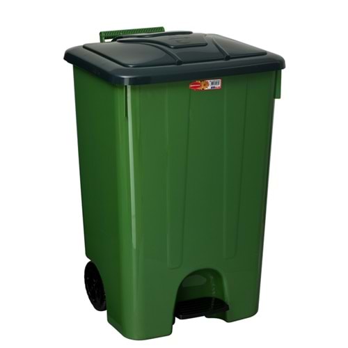Kova Çöp Pedallı Tekerlekli Köşeli İç Kovasız Plastik Yeşil 85lt