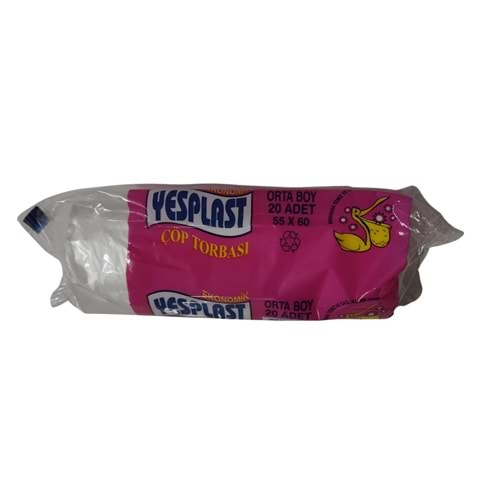 Çöp Poşeti Orta 55*60cm Şeffaf 80gr 20li Rulo Tekplast/Yesplast