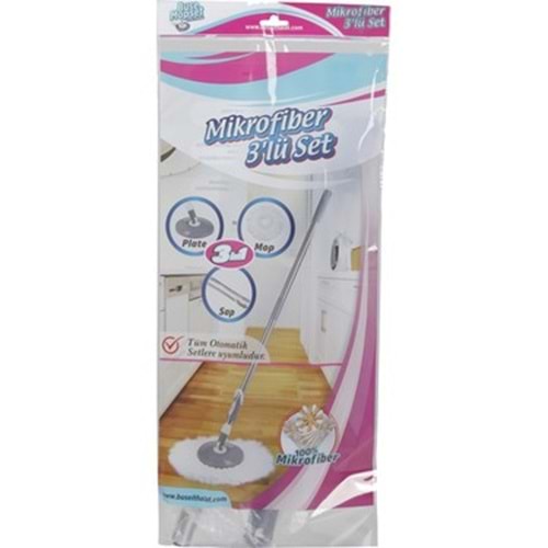 Mop Döner Başlık 3lü Set (sap+mop+mop başlığı) Buse