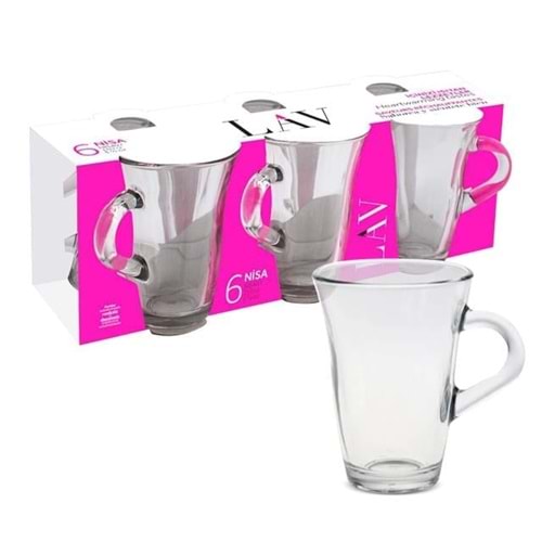 Bardak Çay Kulplu Nisa 3lü NIS407 150cc Lav