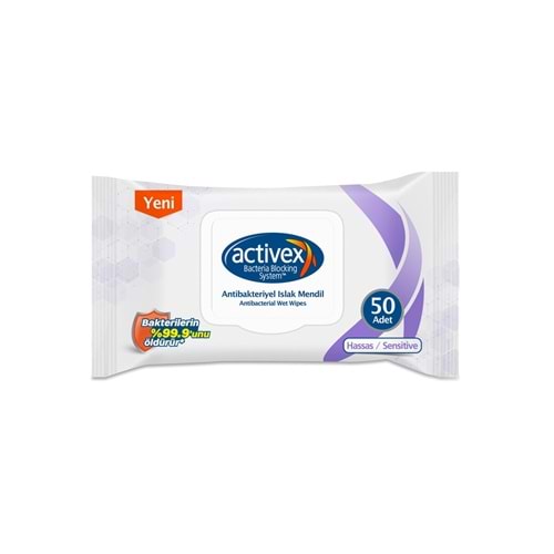 Islak Mendil 50li Kapaklı Antibakteriyel Activex *12
