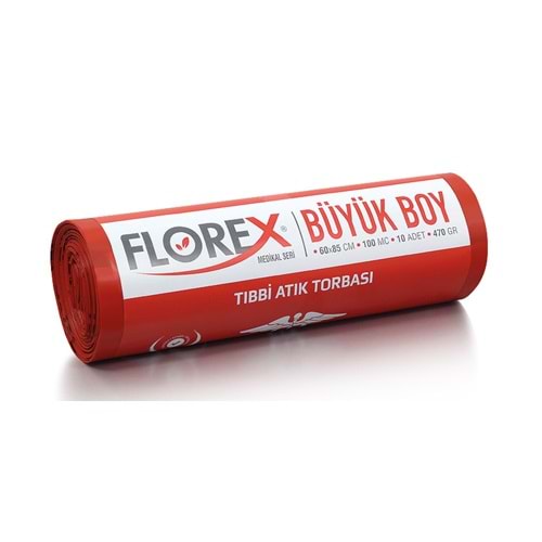 Çöp Poşeti Büyük Tıbbı Atık Kırmızı 65*80cm 10lu*10rl Florex