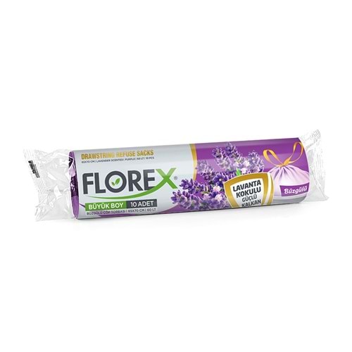 Çöp Poşeti Büyük Büzgülü 65*80cm xgr 10lu*25rl Rulo Florex
