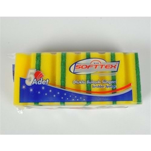 Sünger Bulaşık Ev Tipi Oluklu 5li Softtex