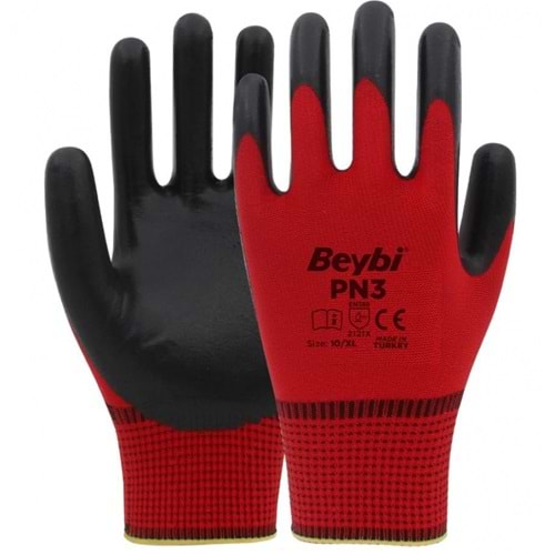Eldiven İş Kırmızı Nitril PN3 Beybi
