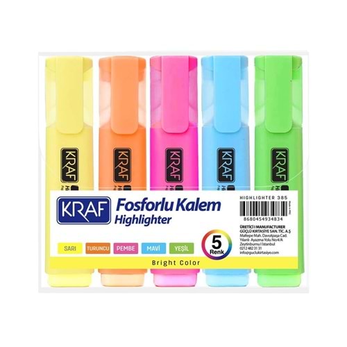 Kırt. Kalem Fosforlu 5li 385-5 Kraf