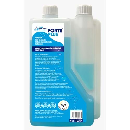 Filtre Kahve Makine Buhar Çubuğu ve Süt Temizleyicisi Steam Wand and Milk Frother Cleaner For Milk FPCCMS1 1lt Forte Plus *10