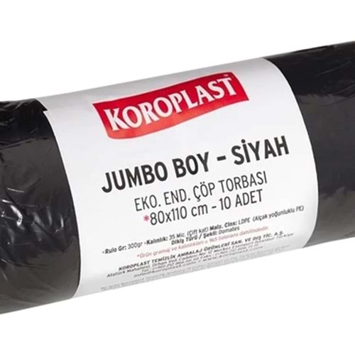 Çöp Poşeti Jumbo Eko End. Siyah 80*110cm 300gr 10lu*20rl Koroplast