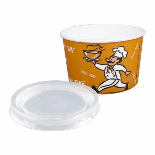 Kase Karton Çorba 16oz 500lü + Şeffaf Kapaklı