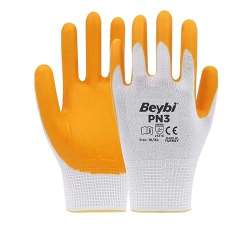 Eldiven İş Sarı PN2 Polyester Örme Nitril Beybi