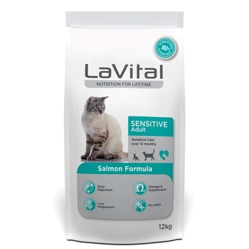 Kedi Maması Sensitive Somonlu Yetişkin Kedi Maması 12kg Lavital
