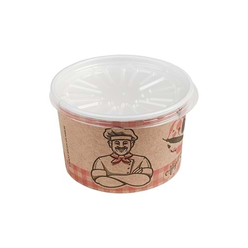 Kase Karton Çorba 16oz 25li + Şeffaf Kapaklı