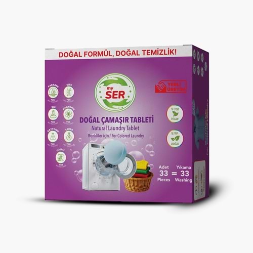 Çamaşır Makinası Tableti Vegan Renkliler için 33lü MySer