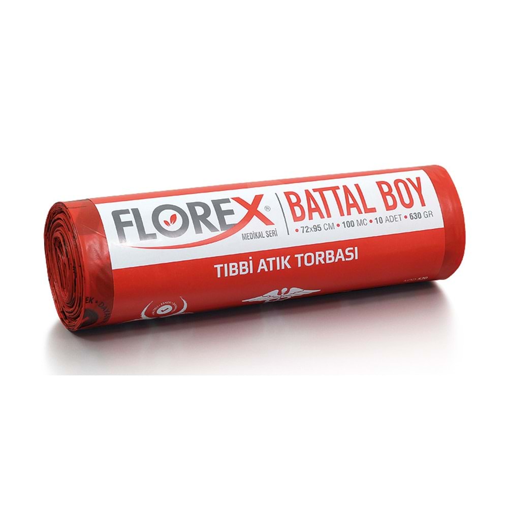 Çöp Poşeti Battal Tıbbı Atık Kırmızı 72*95cm 630gr 100Micron 10lu*10ad Florex