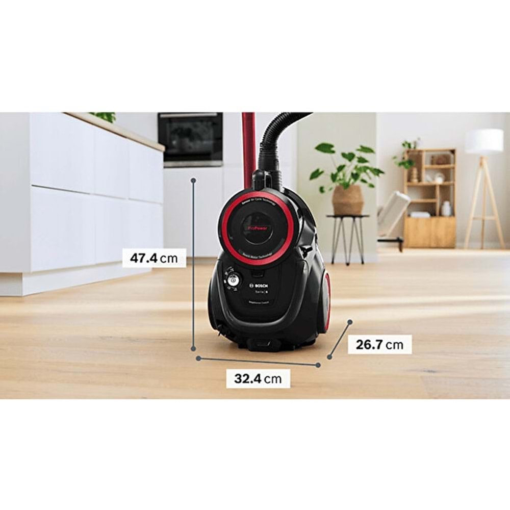 Elektrikli Süpürge Toz Torbasız 700W Mini Turbo BGS41POW3 Siyah Bosch